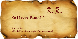 Kollman Rudolf névjegykártya
